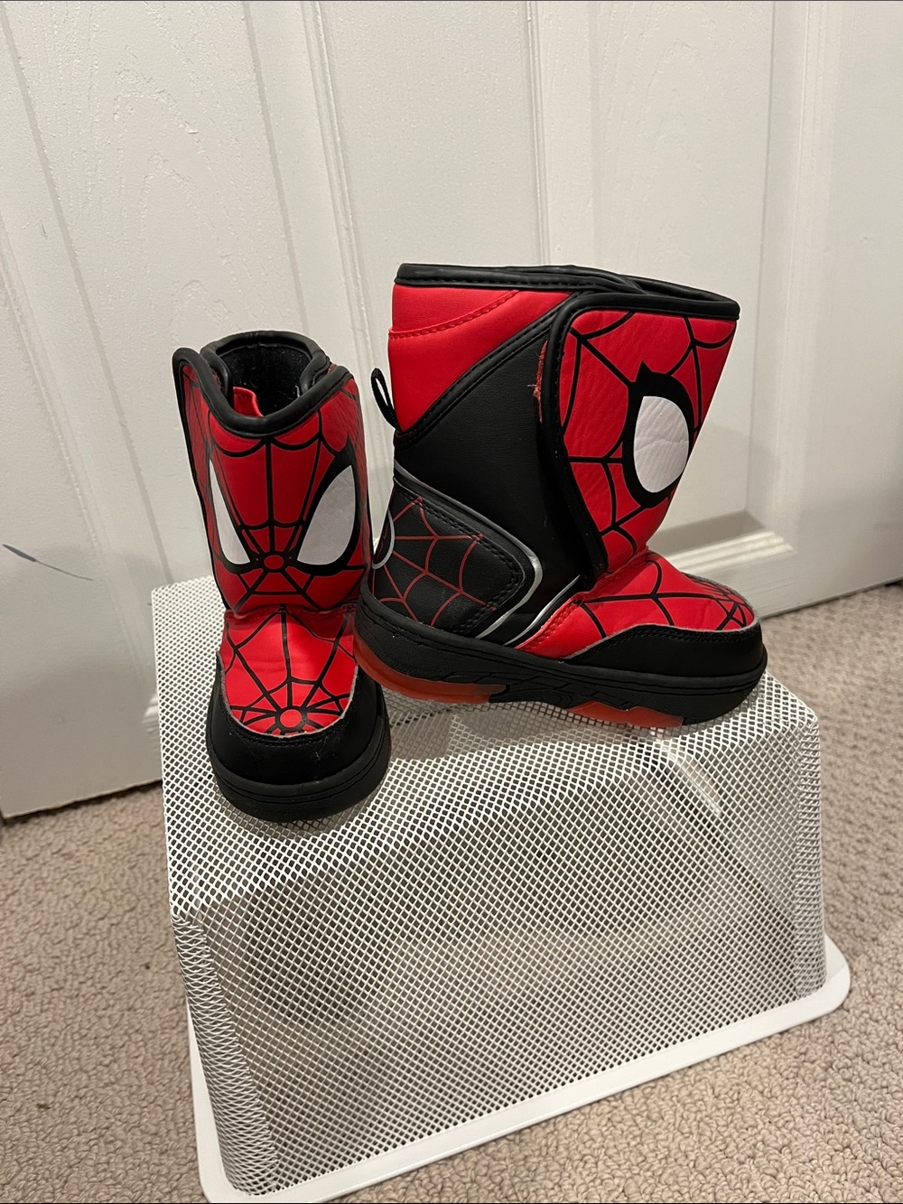 Red Spider-Man Light Up Kids Winter Boots